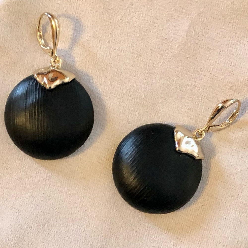 EUC Alexis Bittar Lucite Earrings Gold / Black
